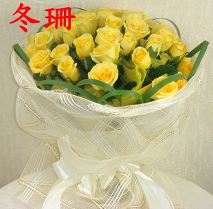 友情33朵黄玫瑰父亲节友情鲜花同城速递莆田漳州泉州和龙实体花店