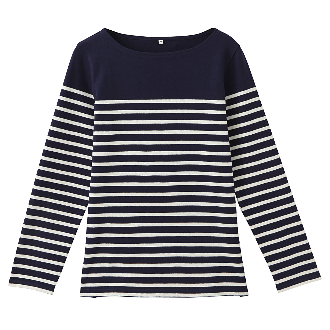 无印良品MUJI 女式 粗棉纱装饰条纹长袖T恤