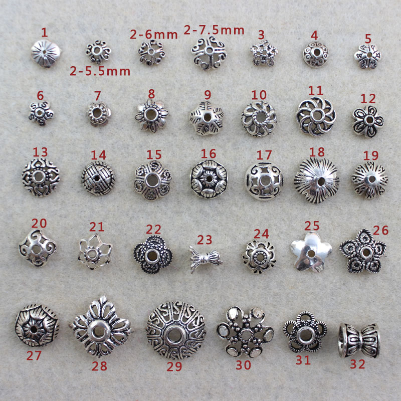 S925 sterling silver flower holder 1 bead holder Spacer bead spacer flower cap handmade DIY bracelet material Vintage Thai silver jewelry accessories