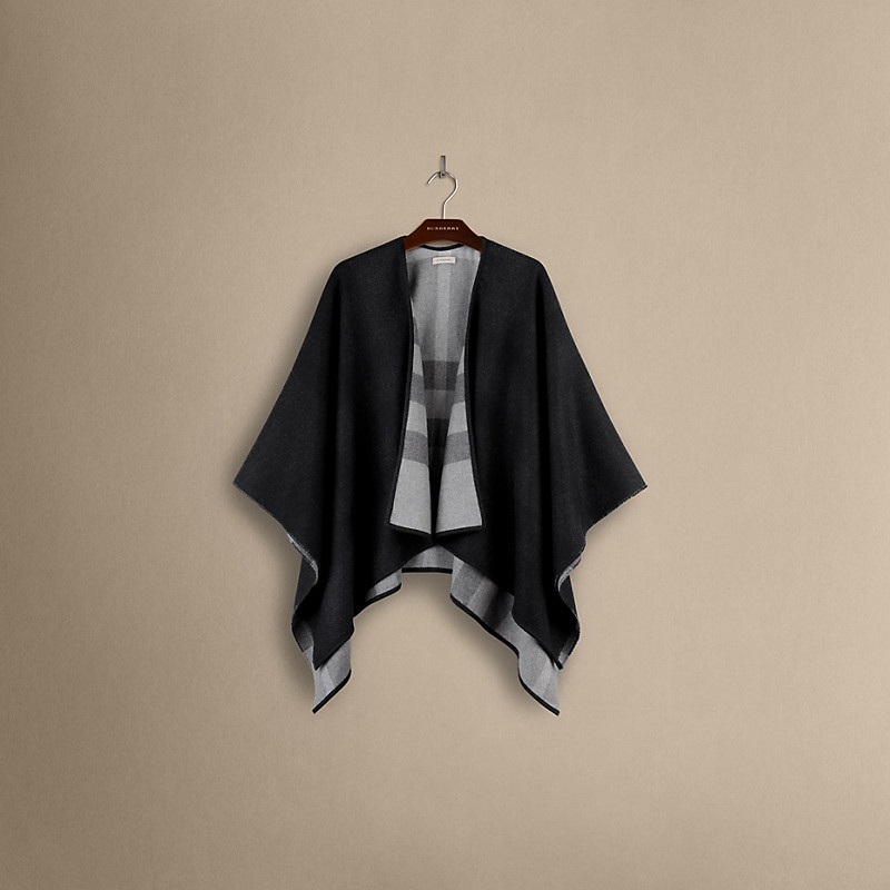 Burberry博柏利 格纹衬里羊毛披肩 38968271