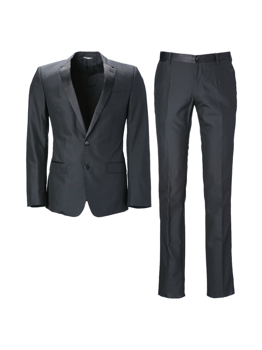 Dolce&Gabbana 黑色拼接平驳领两粒扣西服套装
