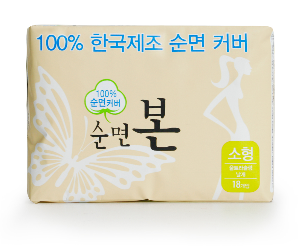 韩国本恩 天然纯棉 无荧光剂 量少型日用卫生巾210mmx18片