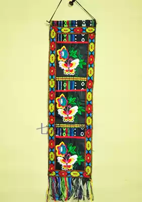 Yunnan ethnic style fabric embroidery wall hanging letter insert single row letter bag cotton linen handmade wall Bag