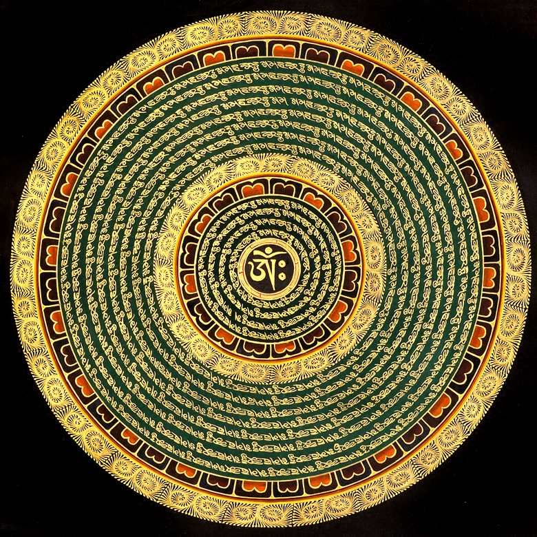 Mandala Canvas Painting Gold DIY Coloring Painting Self-painting Thangka Hand-painted Decorative Painting (Coloring World)