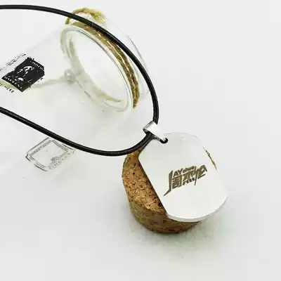 Jay Chou Jay Chou corrosion logo titanium steel leather rope necklace