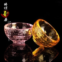 Water supply Bowl set colorful crystal bowl glass bowl ghee lamp holder eight bowl holy water Cup household mask blending bowl