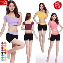 Nine dances with chest pads Pole dance suit suit Belly yoga suit Dance shorts Female fitness practice suit Sports underwear