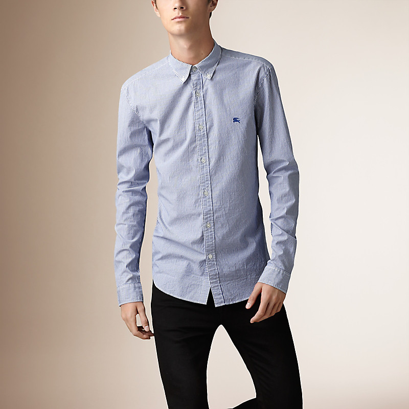 BURBERRY/博柏利修身剪裁条纹棉质衬衫 39835191