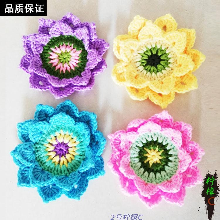 Hand woven small flowers diy Silk milk cotton thread Crochet jewelry Candy coaster material package Video tutorial