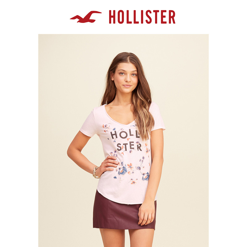 Hollister 图案 V 领 T 恤 女 104384