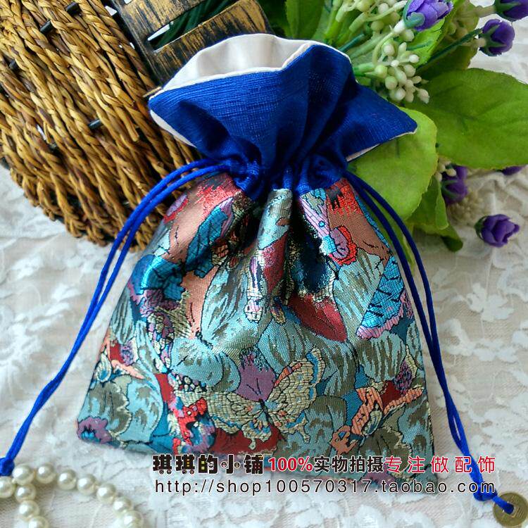 Chinese style new traditional splicing brocade bag brocade pocket lucky bag jewelry writing storage bag gift bag