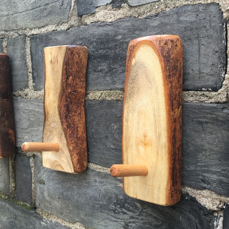 DIY solid wood wall hanging branches strong sticky hook garden style decoration hook wall decoration retro creative log hook