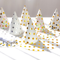 Kindergarten childrens activity dress bronzing polka dots birthday triangle hat baby birthday hat 61 61 61