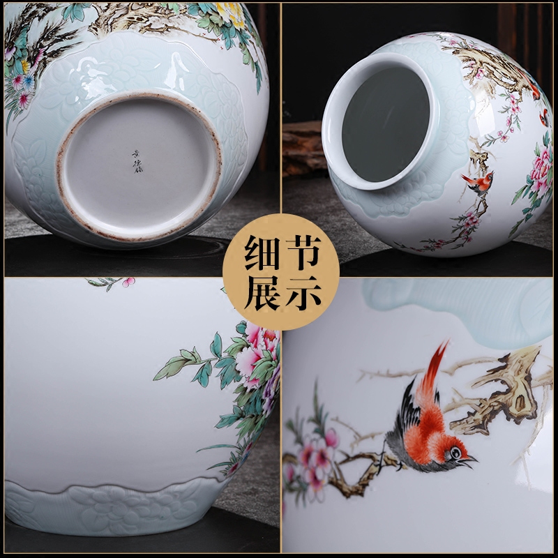 Jingdezhen ceramics vase famous hand - made flowers peony vases, flower implement the sitting room is the study of new Chinese style furnishing articles