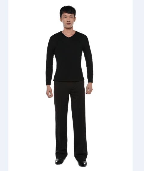 Men's Latin dance, modern dance, national standard dance, social dance competition clothing, performance clothing, practice clothing suit, long-sleeved V-neck