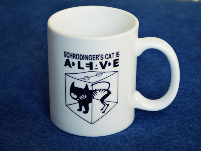 The Cat Pure White Mark Cup of Schrödinger's Schrödinger around Living Big Bang can be made to customize
