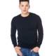 Worsted áo len cashmere nguyên chất của nam giới cửa hàng màu rắn cổ tròn áo thun dài tay lỏng lẻo phần len dệt kim - Kéo qua Kéo qua