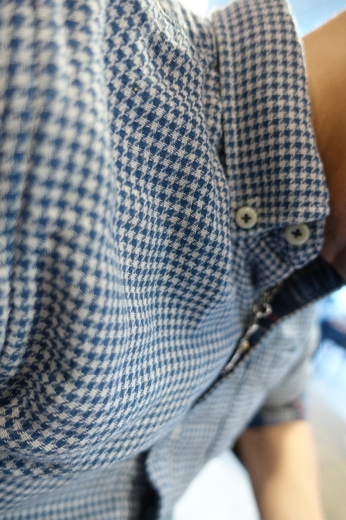 唐伯小虎原创秋冬季长袖千鸟格男士修身衬衫日系复古纯棉日常衬衣