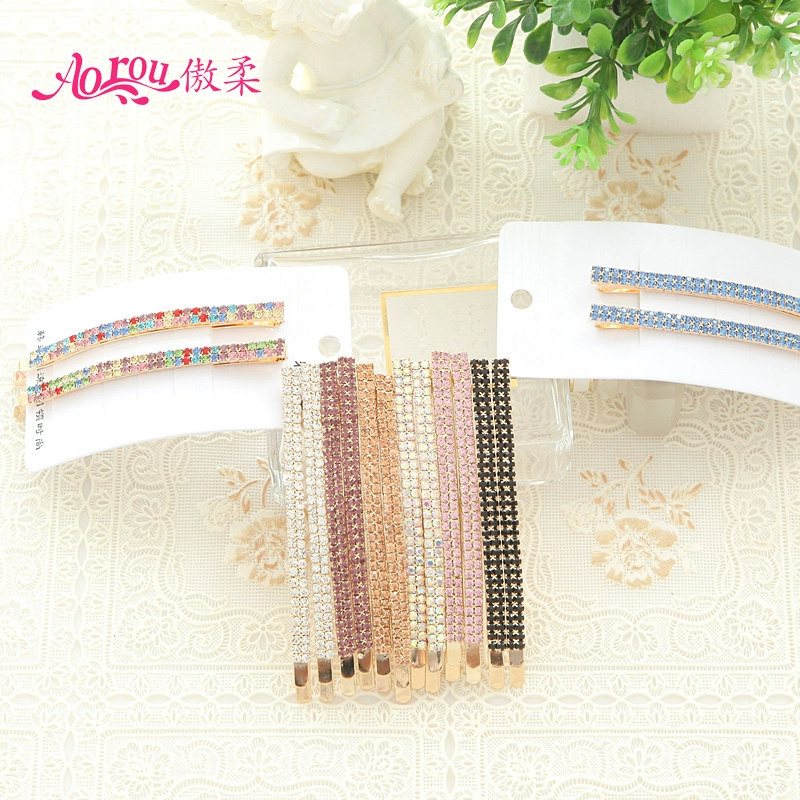 Hàn Quốc Rhinestone Phụ kiện tóc Đai pha lê Rhinestone Kẹp tóc một từ Kẹp tóc mái Kẹp bên trên Kẹp tóc Kẹp tóc Mũ trùm đầu Hàn Quốc Kẹp tóc - Phụ kiện tóc