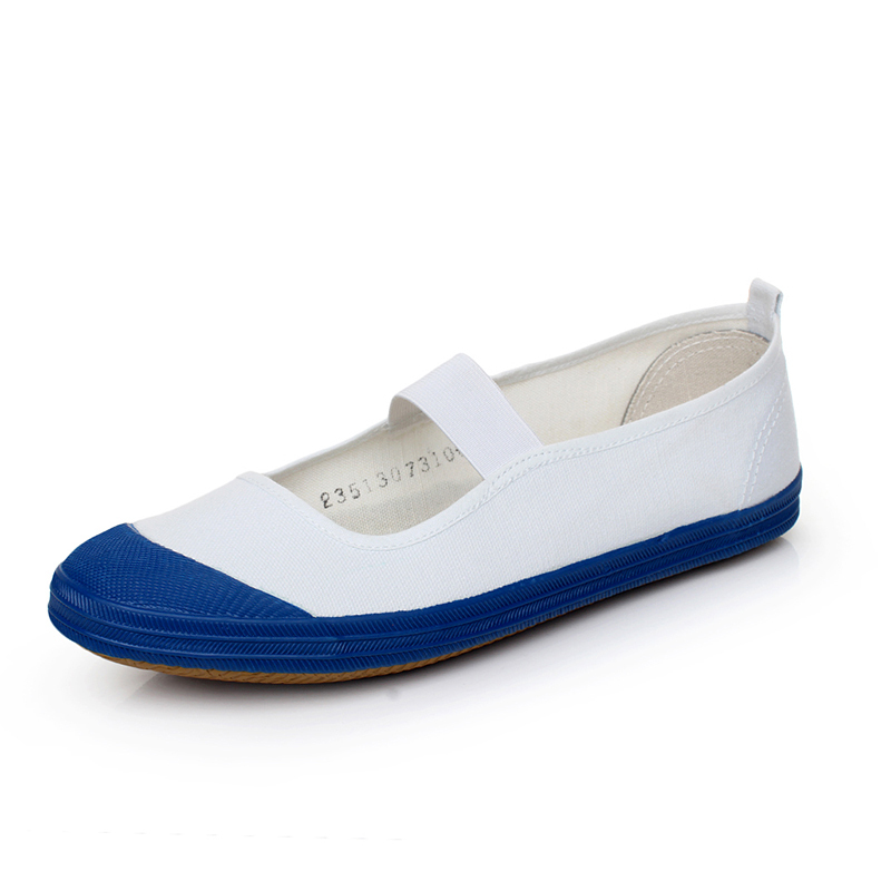 Universal Women's White Gymnastics Shoes Dance Shoes White Sneakers Morning Exercise Canvas Shoes White Nurse Shoes Work Shoes