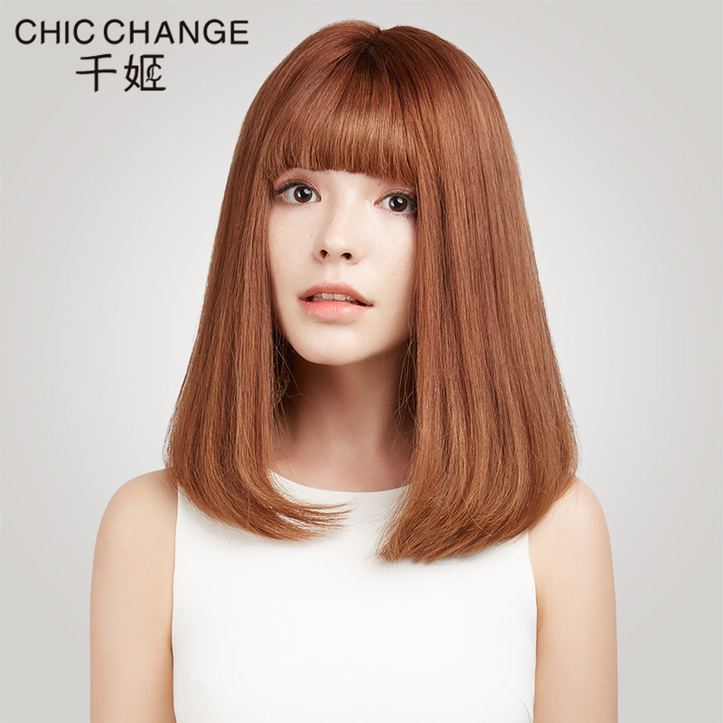 千姬真人发丝假发女中长直发自然波波齐刘海梨花头内扣卷bobo头