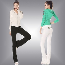 Sports suit female spring autumn 2018 new Han edition style fitness and thin fitness pure cotton cotton cap casual two sets