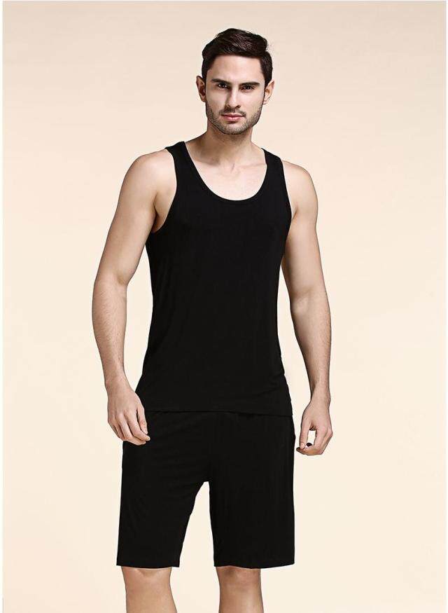 Known Summit Bamboo Fiber Men Short Sleeve T - shirt Vest Set Home Set Large size