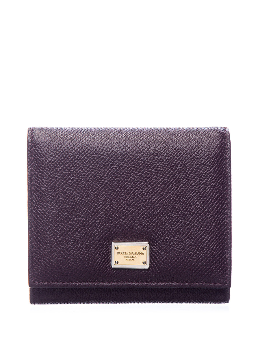 Dolce&Gabbana 深紫色Logo铭牌钉珠饰钱夹