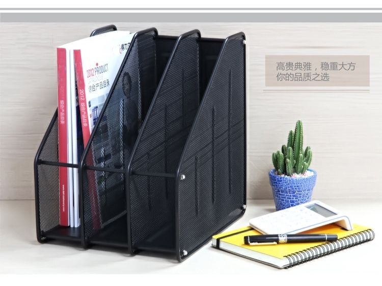Iron Mesh File Shelf Triple Bar Data Clip File Basket Containing Bookcase Office Metal Magazine Shelf Briefcase File Information Deposit