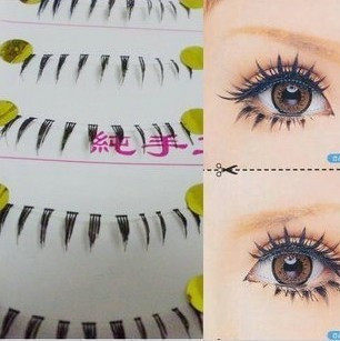 cosplay lower eyelashes Pure handmade false eyelashes Transparent stem lower eyelashes hot sale