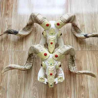 Tibetan copper-clad sheepshead craft gift decoration Handmade sheepshead decoration specimen wall-mounted decoration store decoration sheepshead