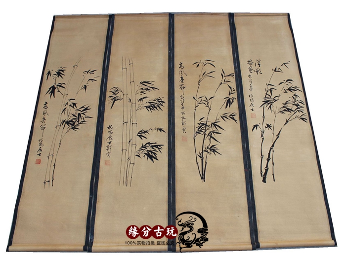 Imitation ancient character painting National painting Chinese painting Calligraphy Zheng Board Bridge Bamboo Four Strips Screen Ancient Painting Decoration Painting Has Been Mounted-Taobao