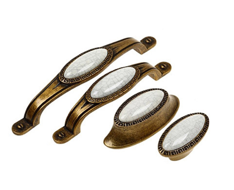 European-style antique inlaid classical crushed stone ceramic bronze-colored classic furniture American-style handle