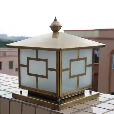 Yiyuan European style column headlight Outdoor waterproof and anti-rust column lamp Chinese style all copper door column lamp wall villa lamp