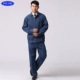 Quần yếm denim dài tay phù hợp với nam sửa chữa tự động phù hợp sơn điện hàn thiết bị bảo hiểm lao động quần áo dịch vụ kỹ thuật bông