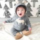 Jumpsuit sơ sinh mùa thu và mùa đông romper dài tay lông cừu dày tôi haze 6 tháng nam và nữ áo trùm đầu cho bé áo liền quần hình thú trẻ em Áo liền quần