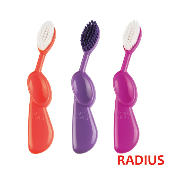 美国RADIUS 儿童软毛牙刷-6岁起适用(橘+紫+桃) 3入