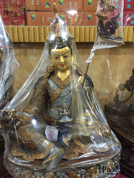 Tibetan Buddhism Nepal Pure copper engraved Gold Flower Tantric Buddha Statue Lotus Sheng Da Shi Buddha Statue 50 cm