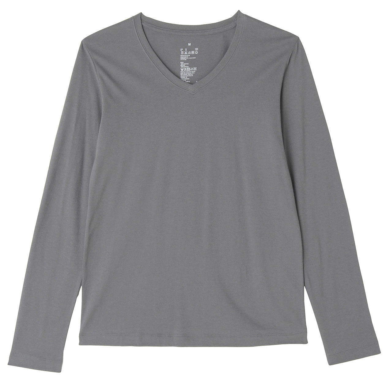 无印良品 MUJI 女式 棉V领长袖T恤