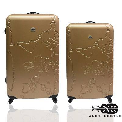 台湾官网直邮进口行李箱｜20+24寸【Just Beetle】地图系列ABS雾