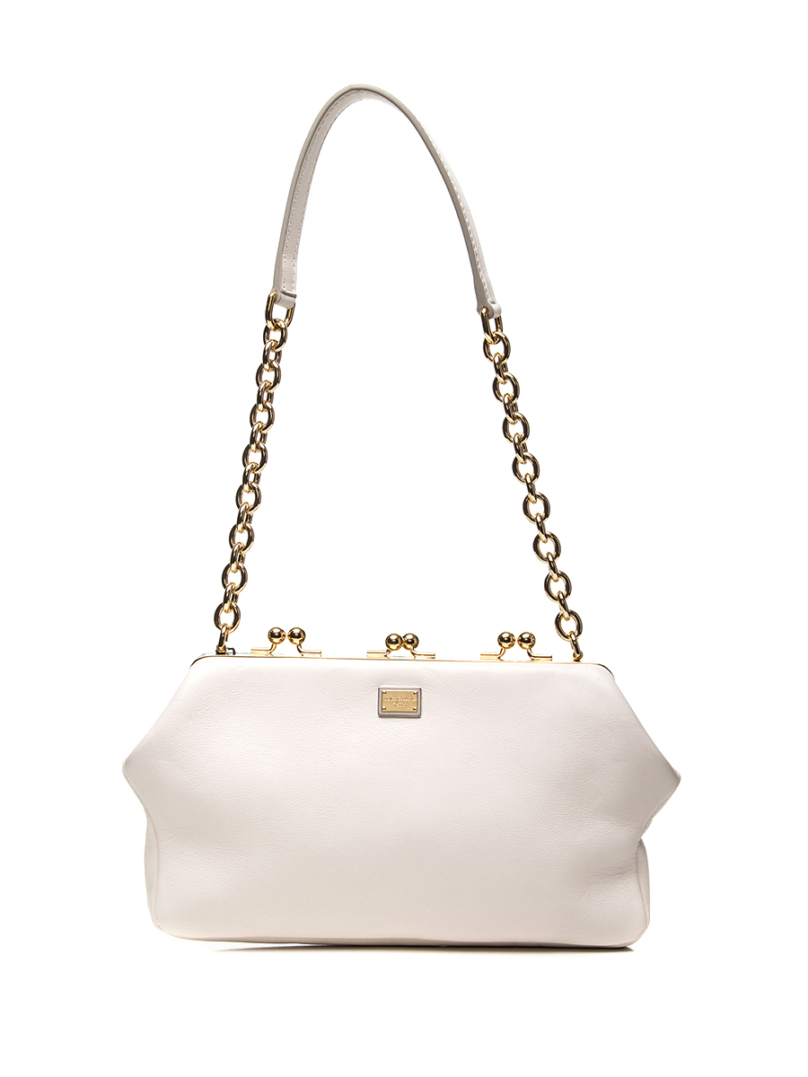 Dolce&Gabbana 白色金属铰扣开合蛙口肩包