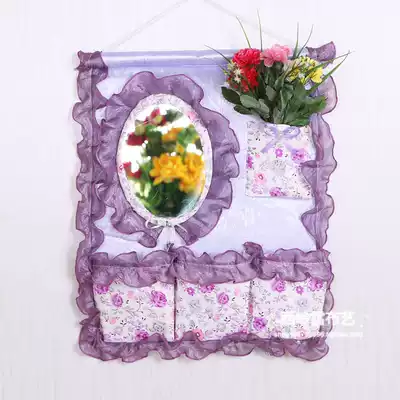 Wall hanging bag Door rear storage bag Multi-layer storage bag Storage hanging bag with mirror creative hanging bag hanging belt