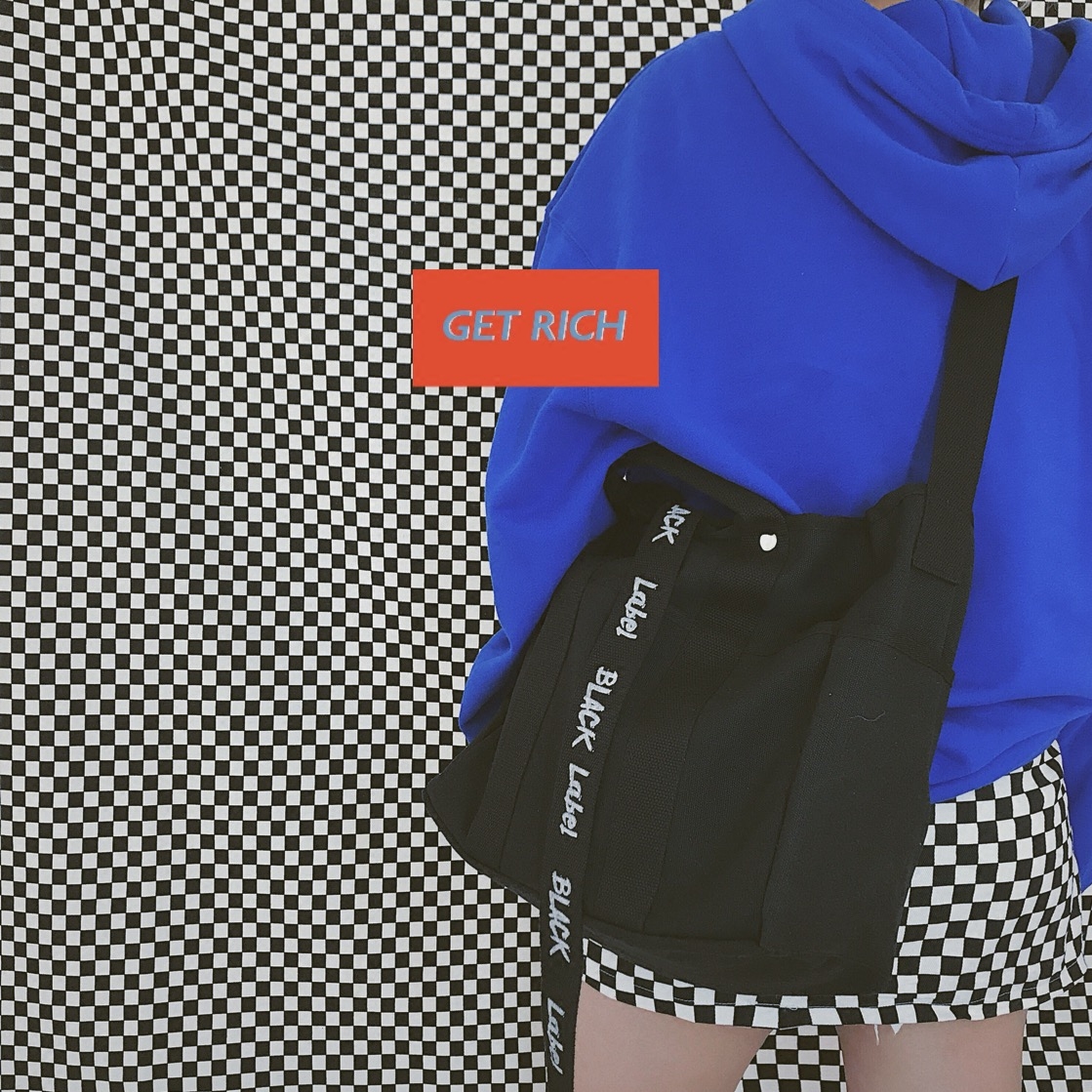 Clear Barn Not To Back Down Korea Original Juku Ulzzang Sails Cloth Bag Women's Slanted Satins Simplicity About 100 Hitch Bag