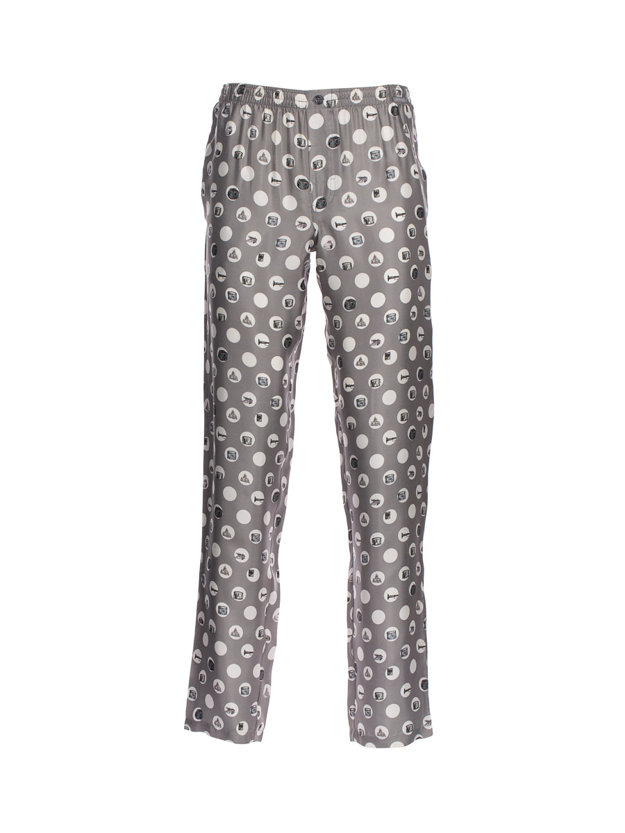 Dolce&Gabbana 灰色个性印花松紧腰长裤