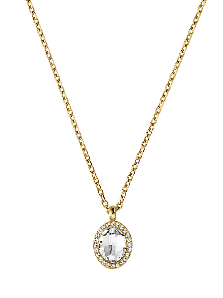 DYRBERG/KERN 金色叶子系列微镶拼接项链