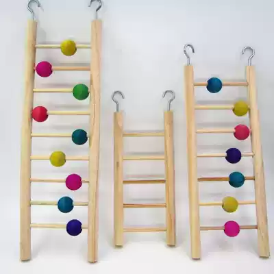 Parrot toy Wooden beads stairs Wooden ladder station lever ladder Solid wood ladder tiger skin peony parrot bird utensils
