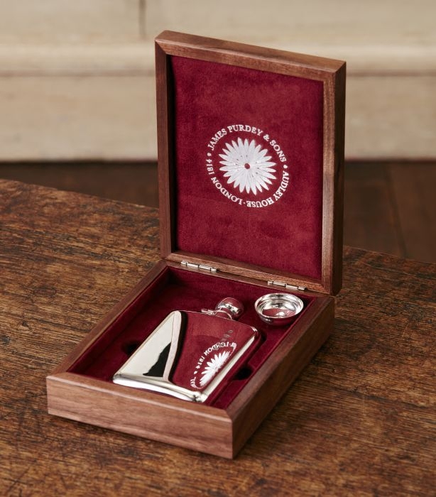 James Purdey & Sons Silver Flask 6 унций Cunkin Box Equipment Sucturin