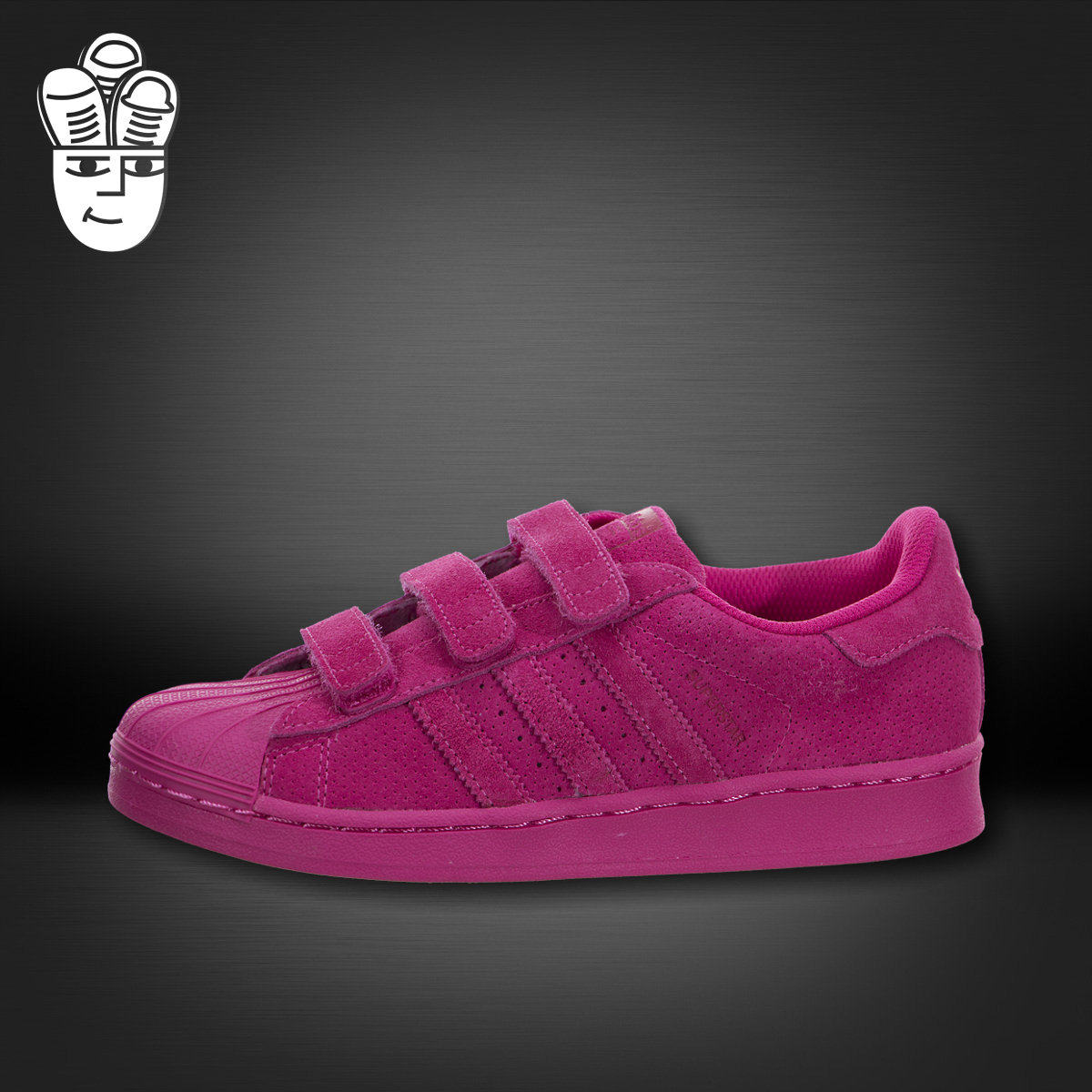 Adidas Superstar CF C 三叶草儿童鞋 贝壳头板鞋 翻毛麂皮魔术贴