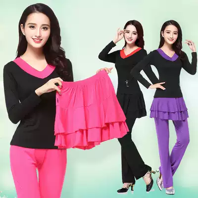 Dorafen square dance costume V-neck modal three-piece dance practice suit culottes dance clothes fitness clothes