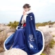 Bước chân mây hươu - áo choàng dài nguyên bản của Hanfu dày ấm áp của phụ nữ hàng ngày thêu áo choàng len len mùa thu đông - Accentuated eo áo